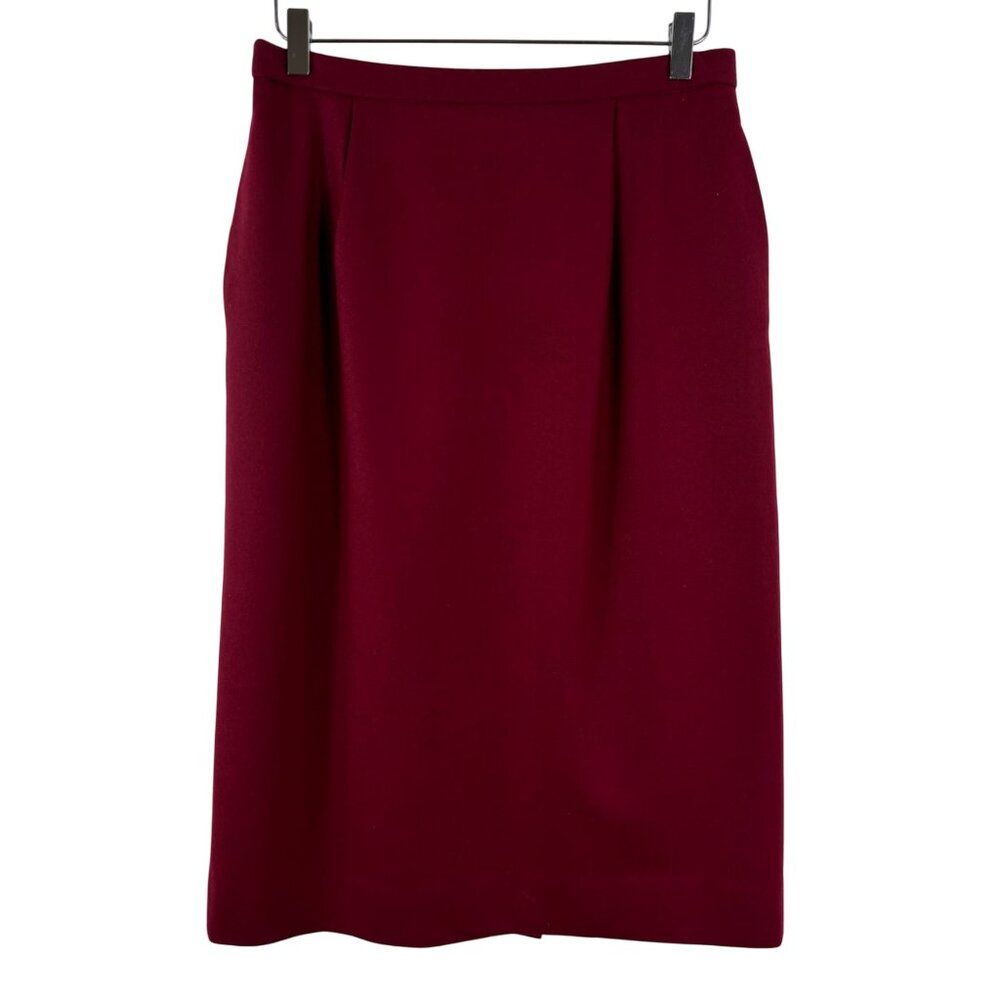 Vintage Pendleton Skirt 12 burgundy maroon wool midi academia USA below knee